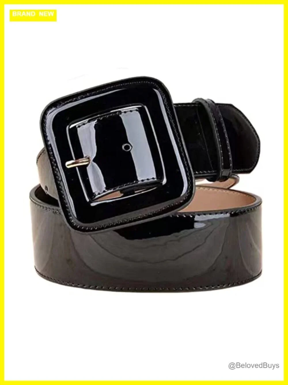 Wide Faux Leather Belt with Square Buckle Cinch Waist